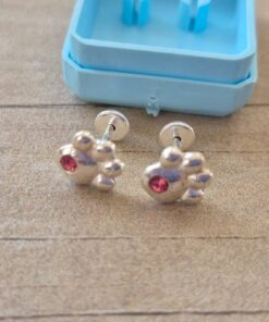 ABRIDOR PLATA HUELLA CON STRASS ROSA