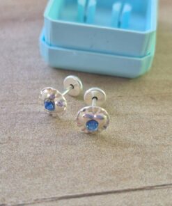 ABRIDOR PLATA CIRCULO CON CORAZON CON STRASS CELESTE