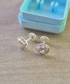 ABRIDOR PLATA CIRCULO CON CORAZON CON STRASS BLANCO