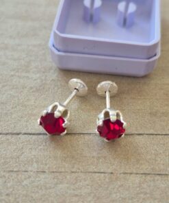 ABRIDOR PLATA CUBIK REDONDO ENGARZADO ROJO 7 MM