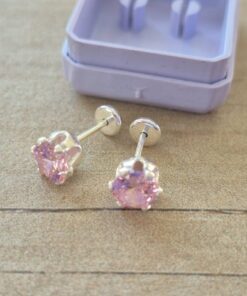ABRIDOR PLATA CUBIK REDONDO ENGARZADO ROSA 7 MM
