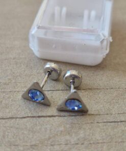 ABRIDOR DE ACERO TRIANGULO CON STRASS CELESTE