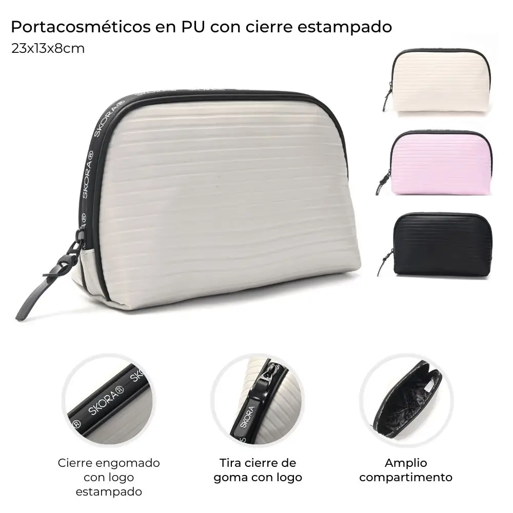 Portacosmetico empanada con cierre estampado lineas 23x13x8cm x1 unid - Imagen 8