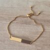 PULSERA AJUSTABLE DE ACERO DORADO ESLABÓN ROLO CUADRADA CON CHAPA APTA PARA GRABAR DE 6 X 35 MM.