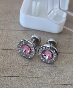 ABRIDOR DE ACERO REDONDO CON BORDE GRABADO Y STRASS ROSA