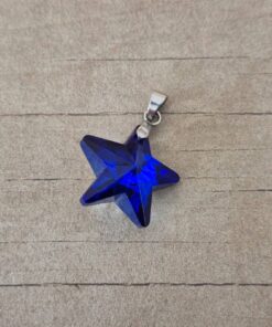 DIJE DE ACERO ESTRELLA 20 MM DE ACRÍLICO AZUL. 20 MM