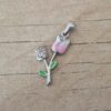 DIJE DE ACERO TULIPAN ESMALTADO ROSA CON STRASS. MEDIDA 15 X 25 MM