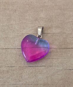 DIJE DE ACERO CORAZÓN DE ACRÍLICO DEGRADE FUCSIA/LILA. TAMAÑO 20 MM.