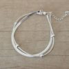 PULSERA DE ACERO BLANCO VÍBORA CHATA COMBINADA CON CLAPTON CON BOLITA. LARGO 19 CM + EXT. 4,5 CM.