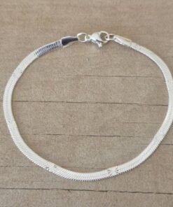 PULSERA DE ACERO BLANCO VÍBORA CHATA TRABAJADA. LARGO 18,5 CM