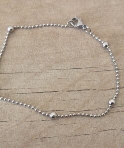 PULSERA DE ACERO DE BOLITAS 1 mm CON BOLITAS INTERCALADAS 3 MM. LARGO 19 CM (copia)