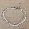 PULSERA DE ACERO VÍBORA CHATA COMBINADA CON CLAPTON CON BOLITA. LARGO 19 CM + EXT. 4,5 CM.
