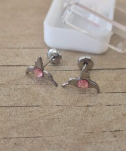 ABRIDOR DE ACERO COLIBRI CON STRASS ROSA