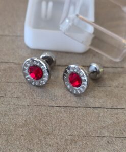 ABRIDOR DE ACERO REDONDO CON BORDE GRABADO Y STRASS ROJO