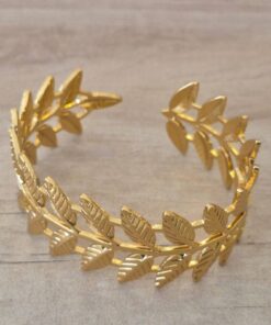 PULSERA DE ACERO DORADO ESCLAVA ABIERTA TRABAJADA