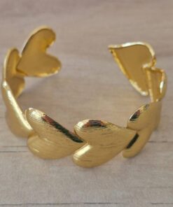 PULSERA DE ACERO DORADO ESCLAVA ABIERTA TRABAJADA