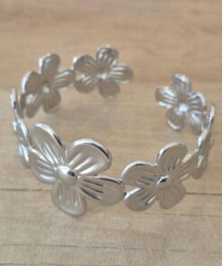 PULSERA DE ACERO ESCLAVA ABIERTA TRABAJADA