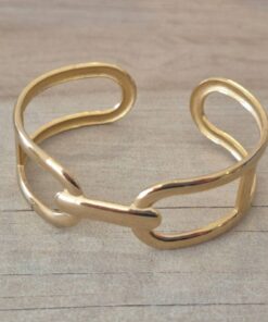 PULSERA DE ACERO DORADO ESCLAVA ABIERTA TRABAJADA