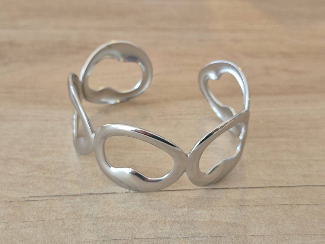 PULSERA DE ACERO ESCLAVA ABIERTA TRABAJADA