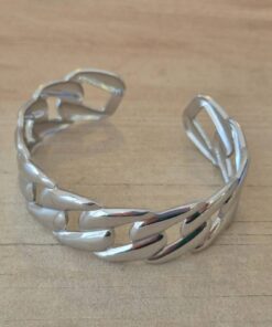 PULSERA DE ACERO ESCLAVA ABIERTA TRABAJADA