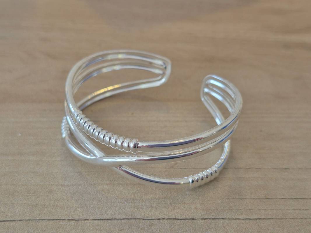 PULSERA DE ACERO BLANCO ESCLAVA ABIERTA