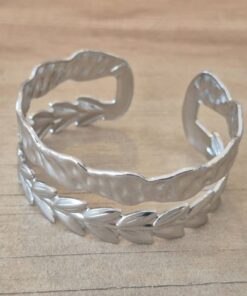 PULSERA DE ACERO ESCLAVA ABIERTA TRABAJADA