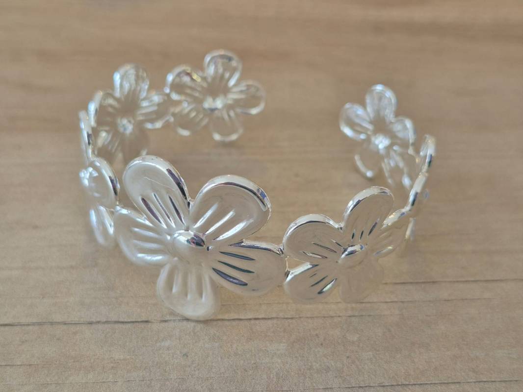 PULSERA DE ACERO BLANCO ESCLAVA ABIERTA
