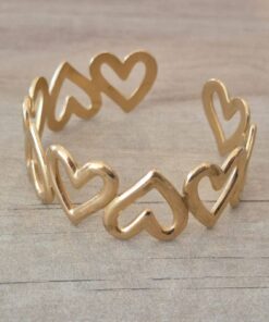 PULSERA DE ACERO DORADO ESCLAVA ABIERTA TRABAJADA