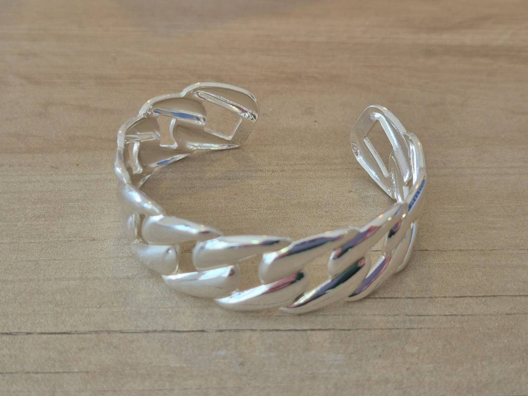 PULSERA DE ACERO BLANCO ESCLAVA ABIERTA