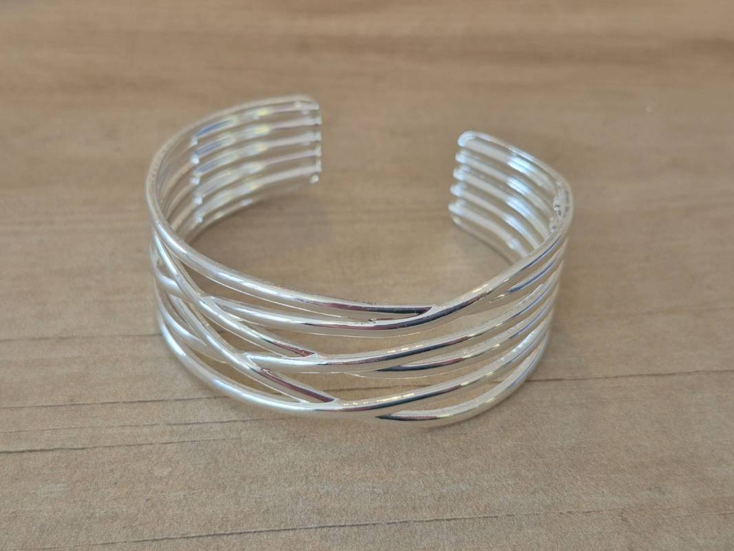 PULSERA DE ACERO BLANCO ESCLAVA ABIERTA