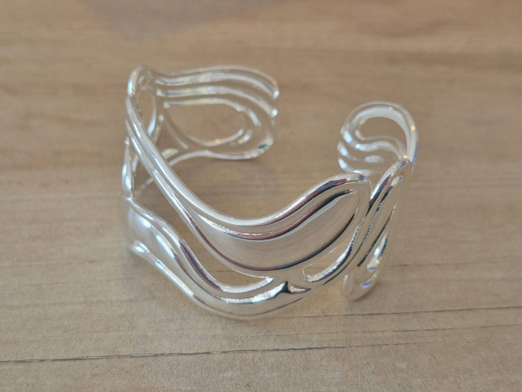 PULSERA DE ACERO BLANCO ESCLAVA ABIERTA