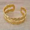 PULSERA DE ACERO DORADO ESCLAVA ABIERTA TRABAJADA