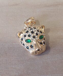 DIJE DE ACERO DORADO TIGRE CON STRASS 25 X 45 MM