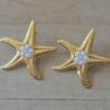ARO DE ACERO DORADO ESTRELLA DE MAR CON PERLAS. TAMAÑO 40 MM