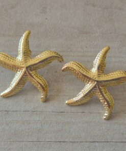 ARO DE ACERO DORADO ESTRELLA DE MAR CON FRU FRU. TAMAÑO 33 MM