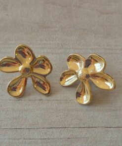 ARO DE ACERO DORADO FORMA DE FLOR. TAMAÑO 22 X 25 MM