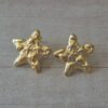 ARO DE ACERO DORADO ESTRELLA DE MAR CON CORAZONES EN RELIEVE. TAMAÑO 25 MM.