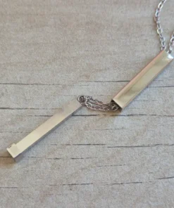 COLGANTE DE ACERO CADENA ESLABÓN ESPEJITO 0.4 CON BARRA 25 MM DESLIZANTE PARA GRABAR MENSAJE SECRETO. LARGO 45 + 5 CM EXT. - Imagen 2