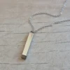 COLGANTE CADENA DE ACERO ESLABÓN ESPEJITO 0.4 CON BARRA INTERIOR ACERO NEGRO 25 EXT Y 25 MM INT. MM DESLIZANTE PARA GRABAR MENSAJE SECRETO. LARGO 45 + 5 CM EXT