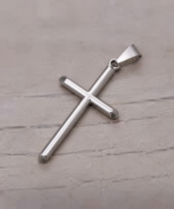 DIJE DE ACERO CRUZ PALITO 26 X 43 MM
